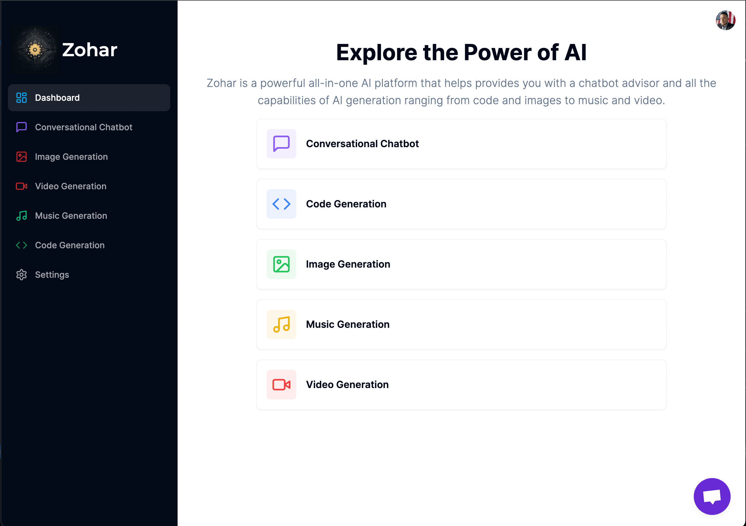 Zohar - AI SaaS Platform